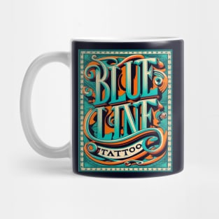 Blue Line Tattoo La Crosse WI Fancy Scroll Lettering Mug